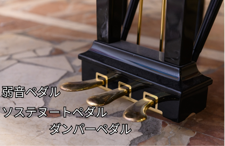 グランドピアノの3つのペダル