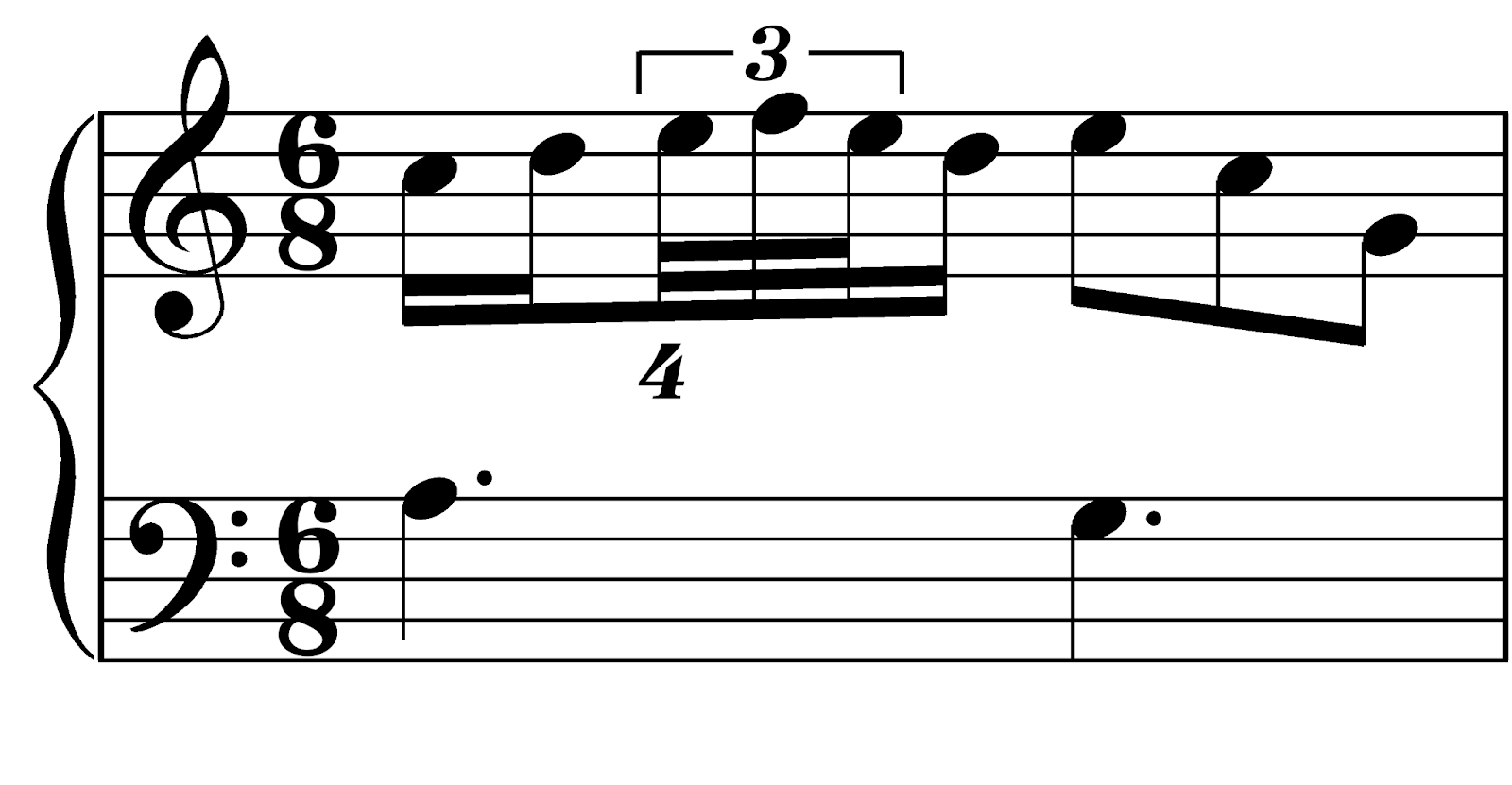 4連符のうち3つ目の音が3連符になっています。