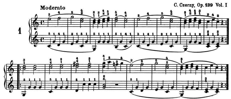 ツェルニーの「100番練習曲」より第1番