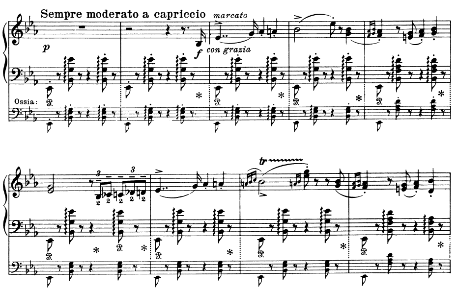 リストの「ハンガリー狂詩曲9番」より。Ossiaの譜面が長々と続きます。